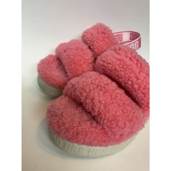 UGG Oh Fluffita Pink/Rose Shearling Platform Slide Sleeper Sandal Women Size 10 - Picture 6 of 14